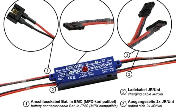 DPSI Micro SingleBat 5.9V/7.2V MPX magnetic switch - Image 2