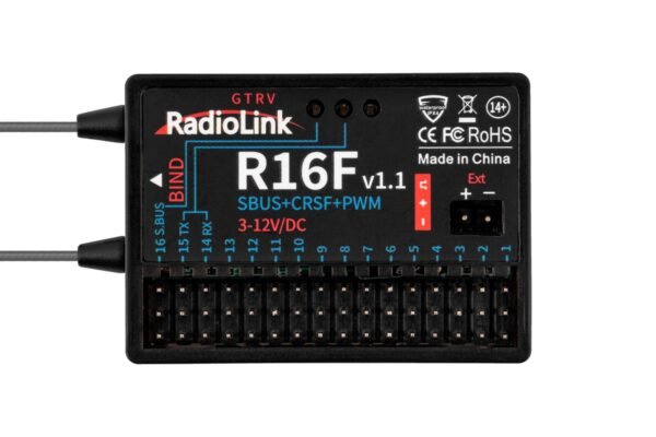 RadioLink T16D radio 16 kanaler FHSS med R16F modtager - Image 6