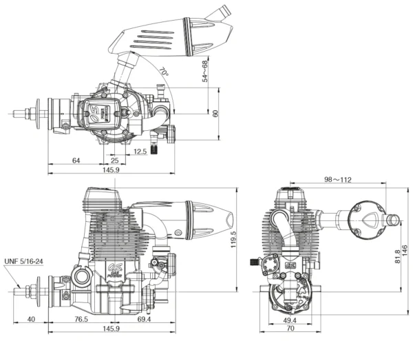 OS Engines GF30 II med F-6040 muffler - Billede 2