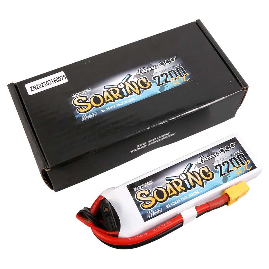 Gensace Soaring LiPo 2S 7.4V-2200-30C(XT60) 104x34.5x14.5mm 122g G-Tech - Billede 2