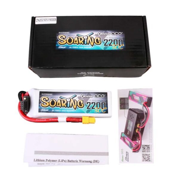 Gensace Soaring LiPo 3S 11.1V-2200-30C(XT60) 107x34x21mm 175g G-Tech - Billede 2