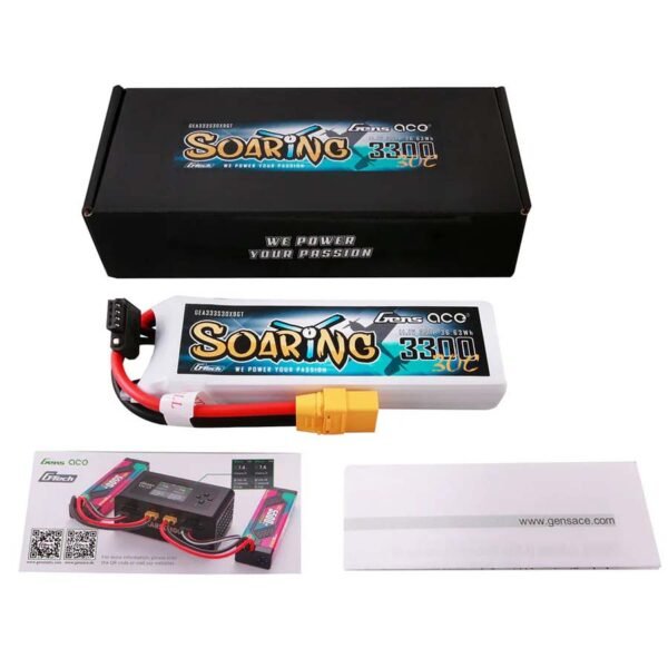 Gensace Soaring LiPo 3S 11.1V-3300-30C(XT90) 131x42.5x19.5mm 252g G-Tech - Billede 2