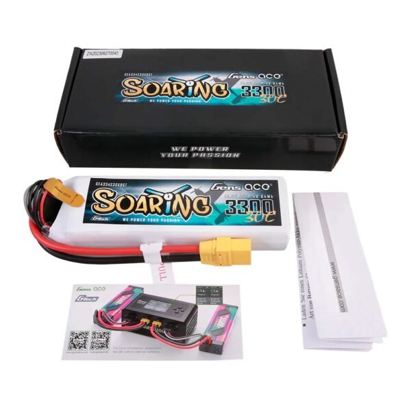 Gensace Soaring LiPo 4S 14.8V-3300-30C (XT90) 137x42.5x26mm 331g G-Tech - Billede 2