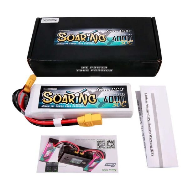 Gensace Soaring LiPo 3S 11.1V-4000-30C(XT90) 136x42.5x22.5mm 290g G-Tech - Billede 2