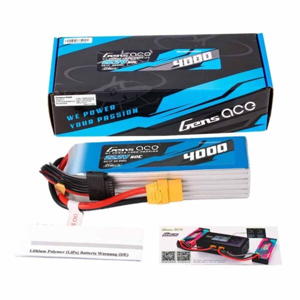 Gensace LiPo 6S 22.2V-4000-60C (XT90) 164x46x43mm 690g G-Tech - Billede 2