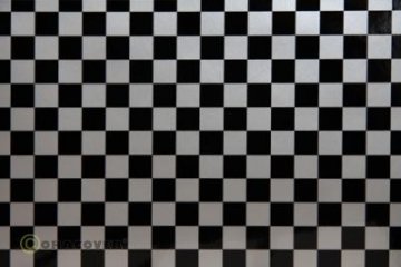 Oracover Fun 4 Silver-Black Checkered 2m