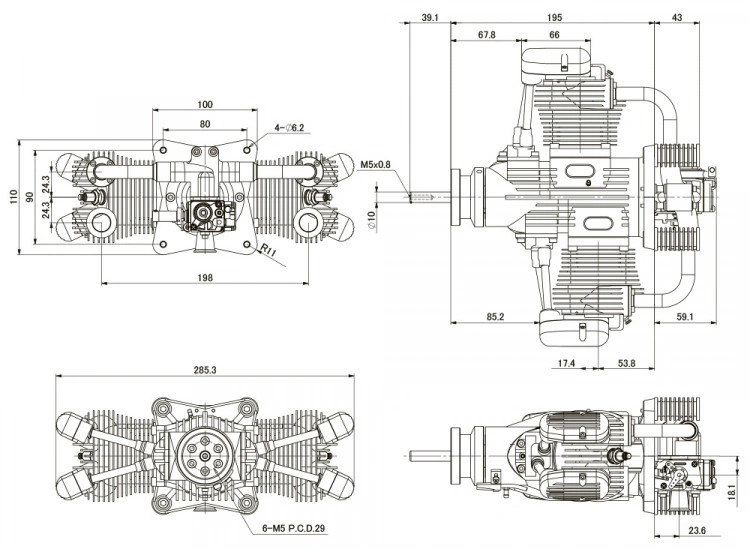 FG-120TS Twin 4-Cycle Gas Engine - Billede 2